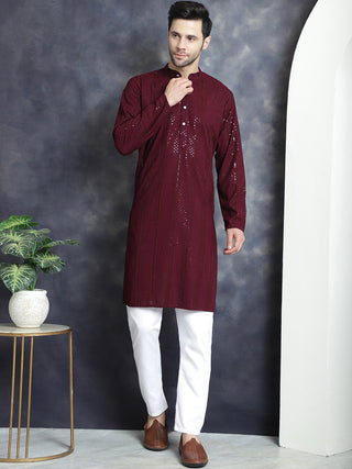 Men's Sequins Chikankari Embroidered Kurta with Pyjama