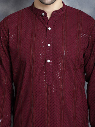 Men's Sequins Chikankari Embroidered Kurta with Pyjama