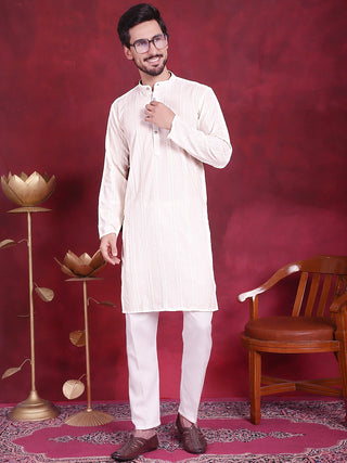 Men's Sequins Chikankari Embroidered Kurta with Pyjama