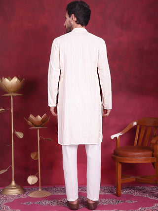 Men's Sequins Chikankari Embroidered Kurta with Pyjama