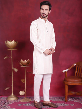 Men's Sequins Chikankari Embroidered Kurta with Pyjama