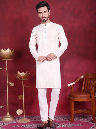 Men's Sequins Chikankari Embroidered Kurta with Pyjama