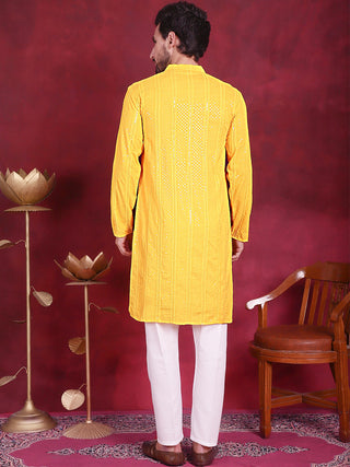 Men's Sequins Chikankari Embroidered Kurta with Pyjama