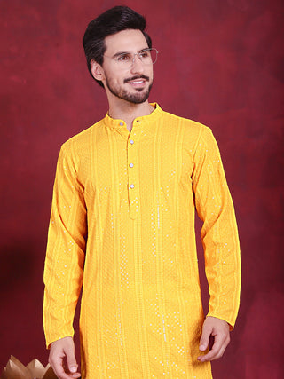 Men's Sequins Chikankari Embroidered Kurta with Pyjama