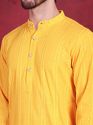 Men's Sequins Chikankari Embroidered Kurta with Pyjama