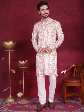 Men's Bandhani Printed Kurta with Pyjama