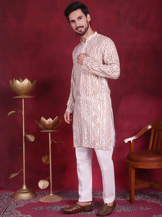 Men's Bandhani Printed Kurta with Pyjama