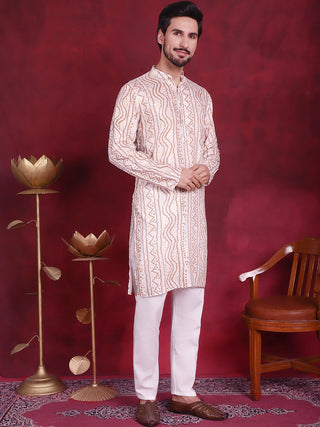 Men's Bandhani Printed Kurta with Pyjama