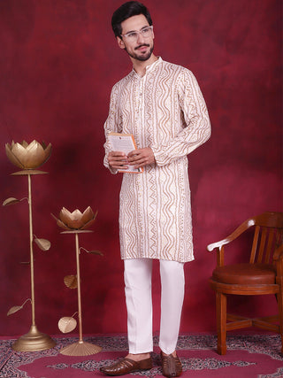 Men's Bandhani Printed Kurta with Pyjama