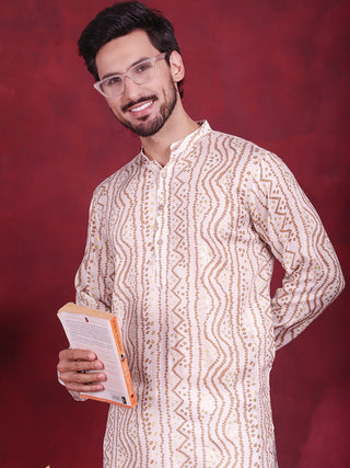 Men's Bandhani Printed Kurta with Pyjama