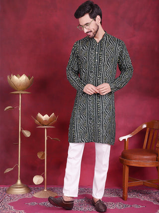 Men's Bandhani Printed Kurta with Pyjama