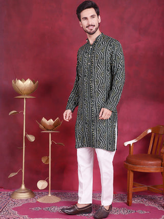 Men's Bandhani Printed Kurta with Pyjama