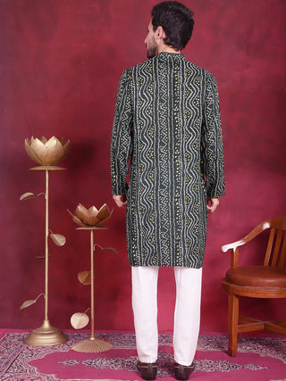 Men's Bandhani Printed Kurta with Pyjama