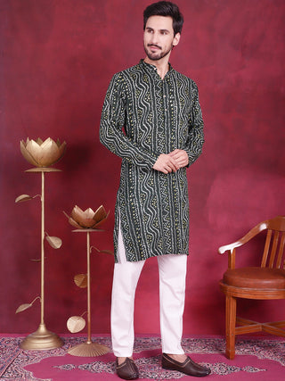 Men's Bandhani Printed Kurta with Pyjama