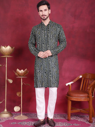 Men's Bandhani Printed Kurta with Pyjama