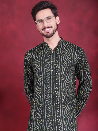 Men's Bandhani Printed Kurta with Pyjama