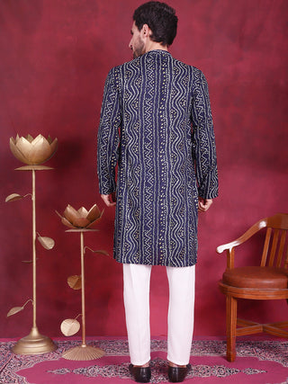 Men's Bandhani Printed Kurta with Pyjama