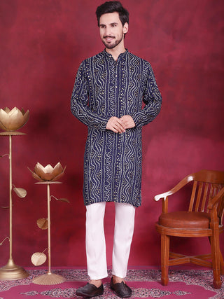 Men's Bandhani Printed Kurta with Pyjama