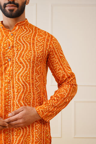 Men's Bandhani Printed Kurta with Pyjama