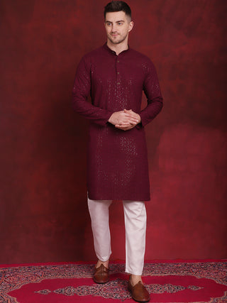 Men's Sequins Chikankari Kurta with Pyjama