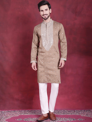 Men's Sequins Embroidered Kurta Pyjama Set