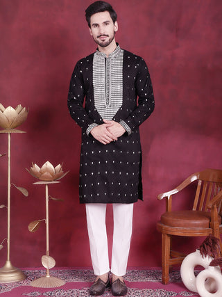 Men's Sequins Embroidered Kurta Pyjama Set