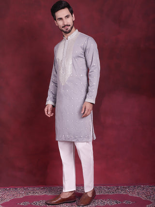 Men's Sequins Embroidered Kurta Pyjama Set