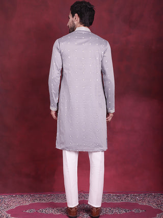 Men's Sequins Embroidered Kurta Pyjama Set