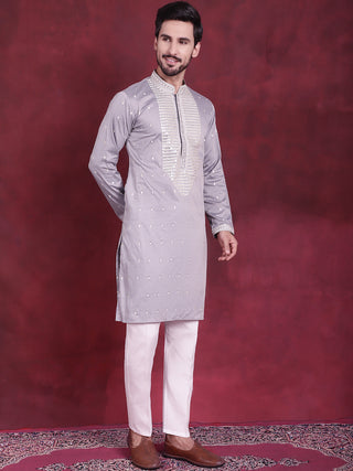 Men's Sequins Embroidered Kurta Pyjama Set