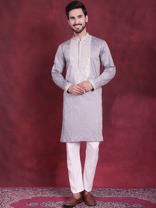 Men's Sequins Embroidered Kurta Pyjama Set