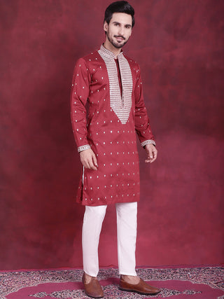 Men's Sequins Embroidered Kurta Pyjama Set