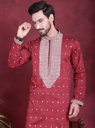 Men's Sequins Embroidered Kurta Pyjama Set