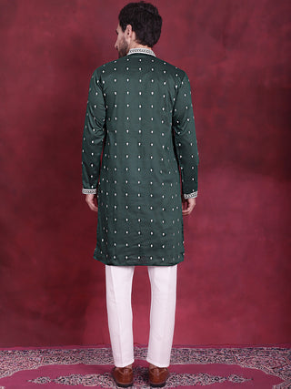 Men's Sequins Embroidered Kurta Pyjama Set