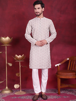 Men's Chikankari Embroidered Kurta Pyjama Set