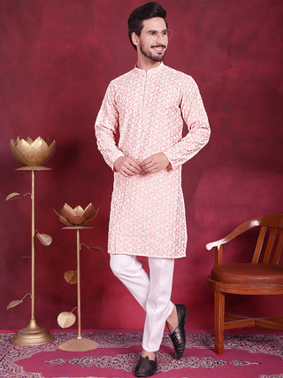 Men's Chikankari Embroidered Kurta Pyjama Set