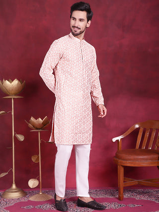 Men's Chikankari Embroidered Kurta Pyjama Set