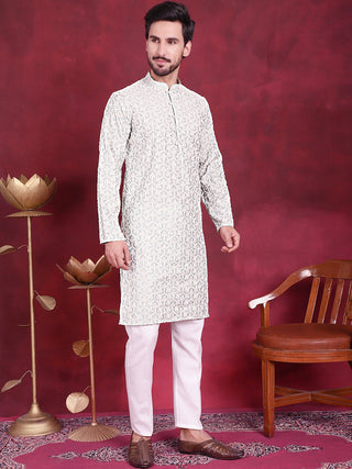 Men's Chikankari Embroidered Kurta Pyjama Set