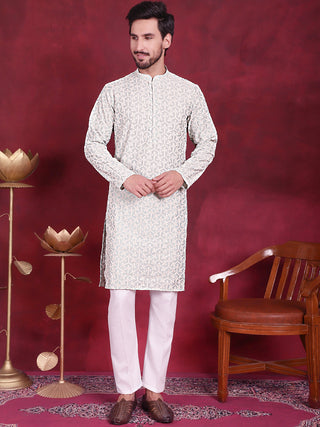 Men's Chikankari Embroidered Kurta Pyjama Set