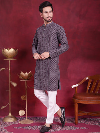 Men's Chikankari Embroidered Kurta Pyjama Set