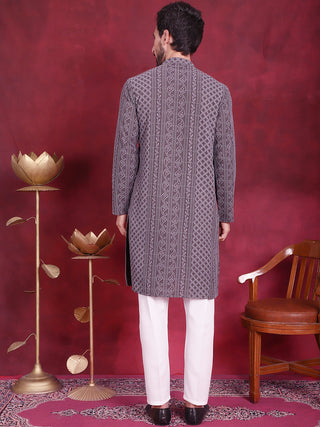 Men's Chikankari Embroidered Kurta Pyjama Set