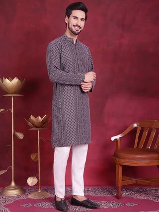 Men's Chikankari Embroidered Kurta Pyjama Set