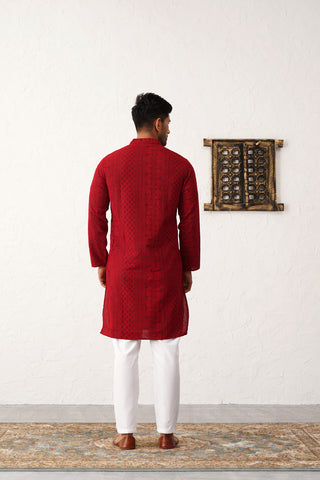 Men's Chikankari Embroidered Kurta Pyjama Set