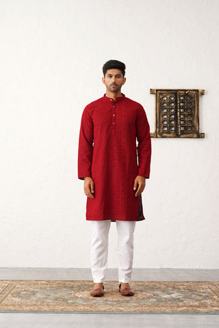 Men's Chikankari Embroidered Kurta Pyjama Set