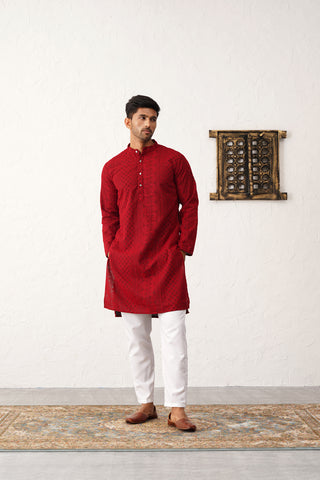 Men's Chikankari Embroidered Kurta Pyjama Set