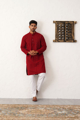 Men's Chikankari Embroidered Kurta Pyjama Set