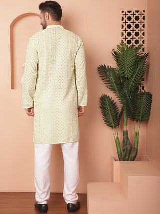 Men's Chikankari Embroidered Kurta Pyjama Set