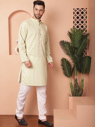 Men's Chikankari Embroidered Kurta Pyjama Set