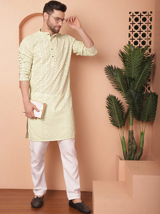 Men's Chikankari Embroidered Kurta Pyjama Set