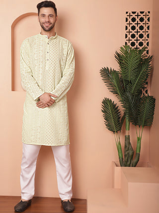 Men's Chikankari Embroidered Kurta Pyjama Set