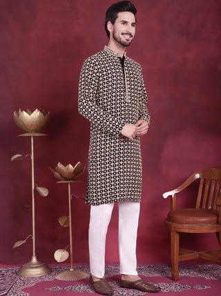 Men's Sequins Embroidered Kurta with Pyjama